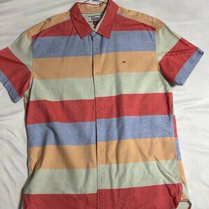 Tommy Hilfiger Multi-Colored Short-Sleeve Button-Down Shirt - Size XL